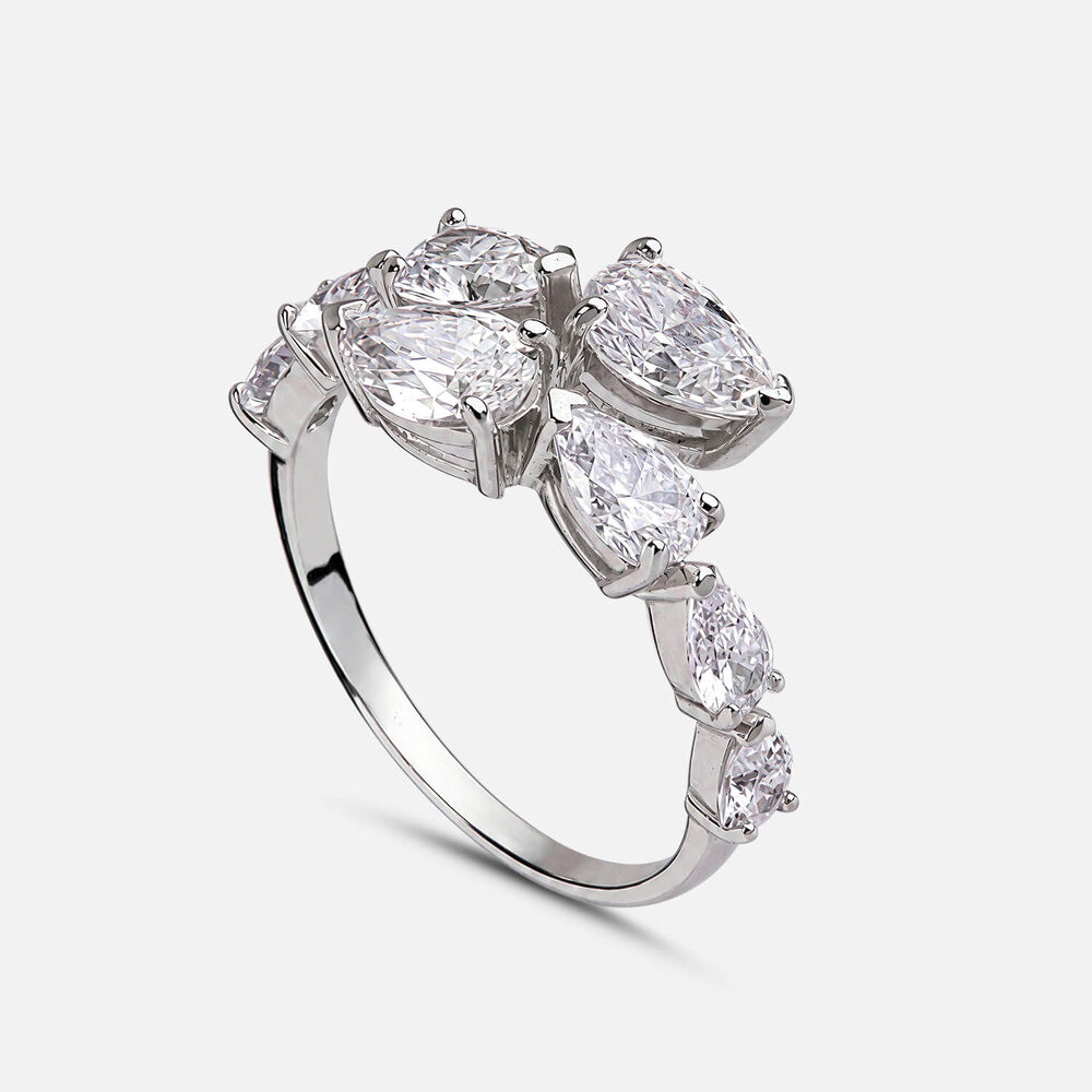Yellow Gold Plated Sterling Silver Multiple Pear Cubic Zirconia Ring