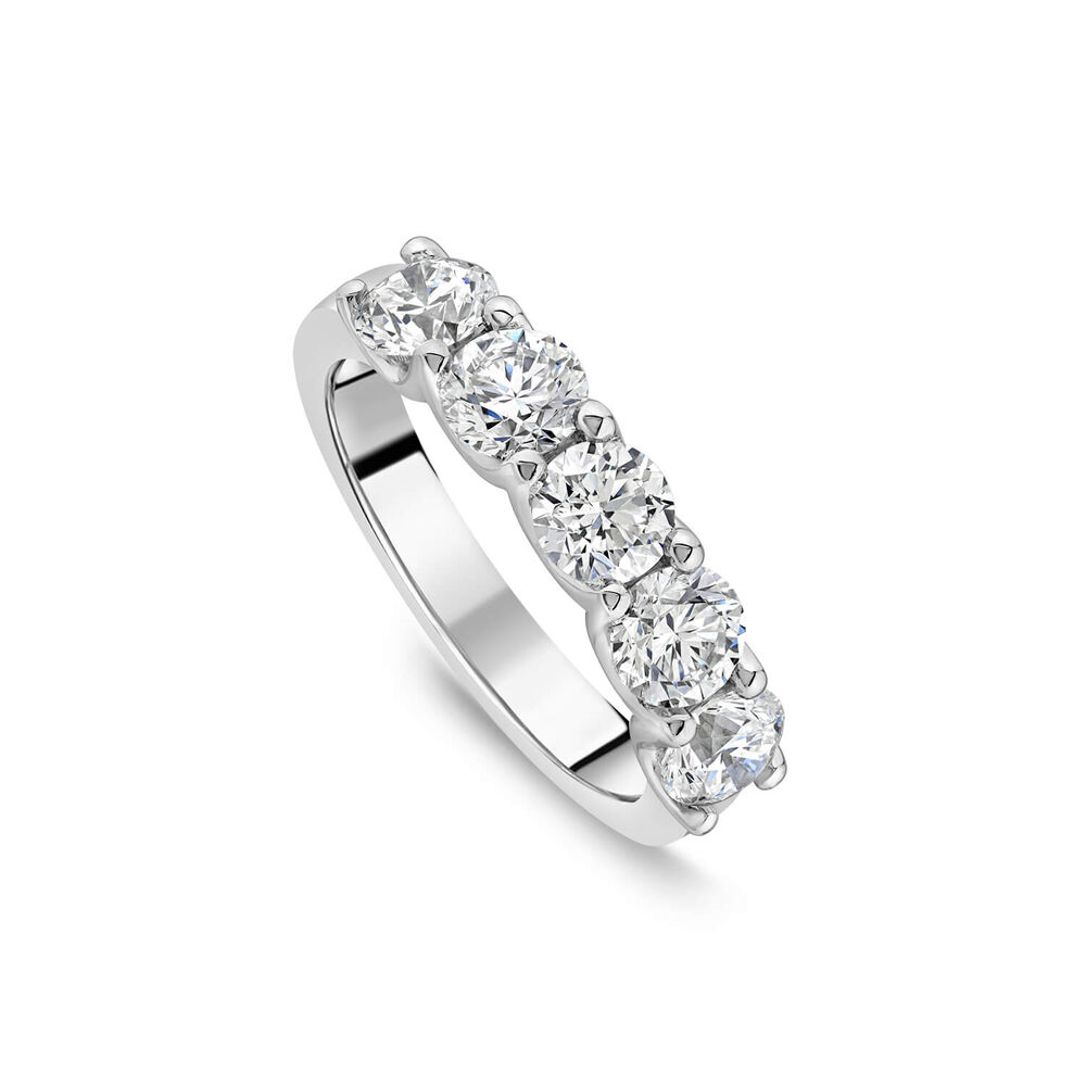 Born Platinum 2ct Lab Grown 5 Stone Half Eternity Diamond Ring image number 0