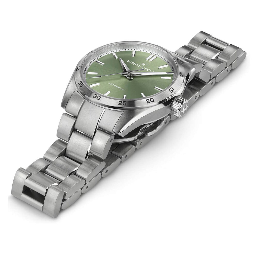 Hamilton Jazzmaster Performer Auto 34mm Green Dial Steel Bracelet Watch image number 2
