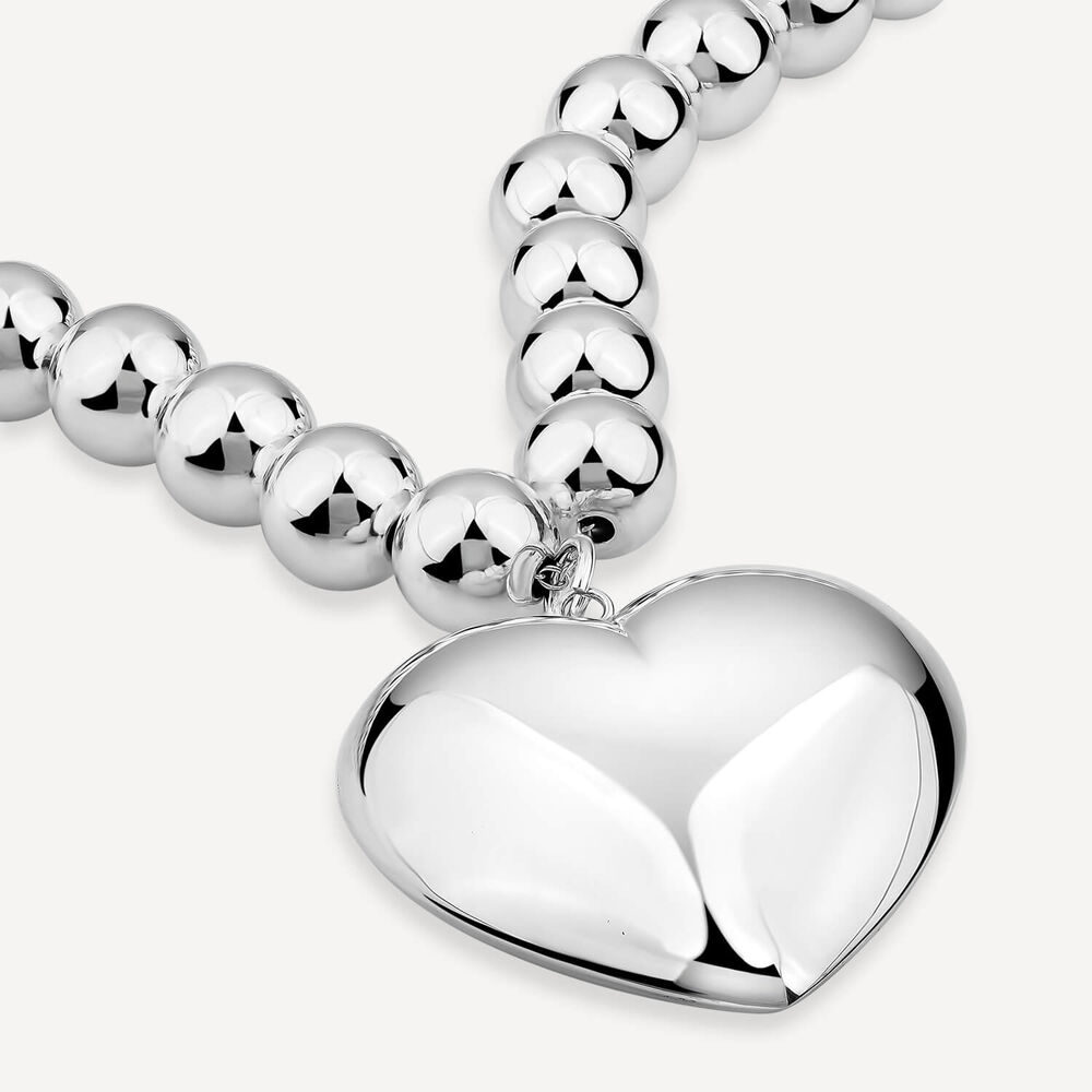 Sterling Silver Large Chunky Heart Beaded Necklet image number 2