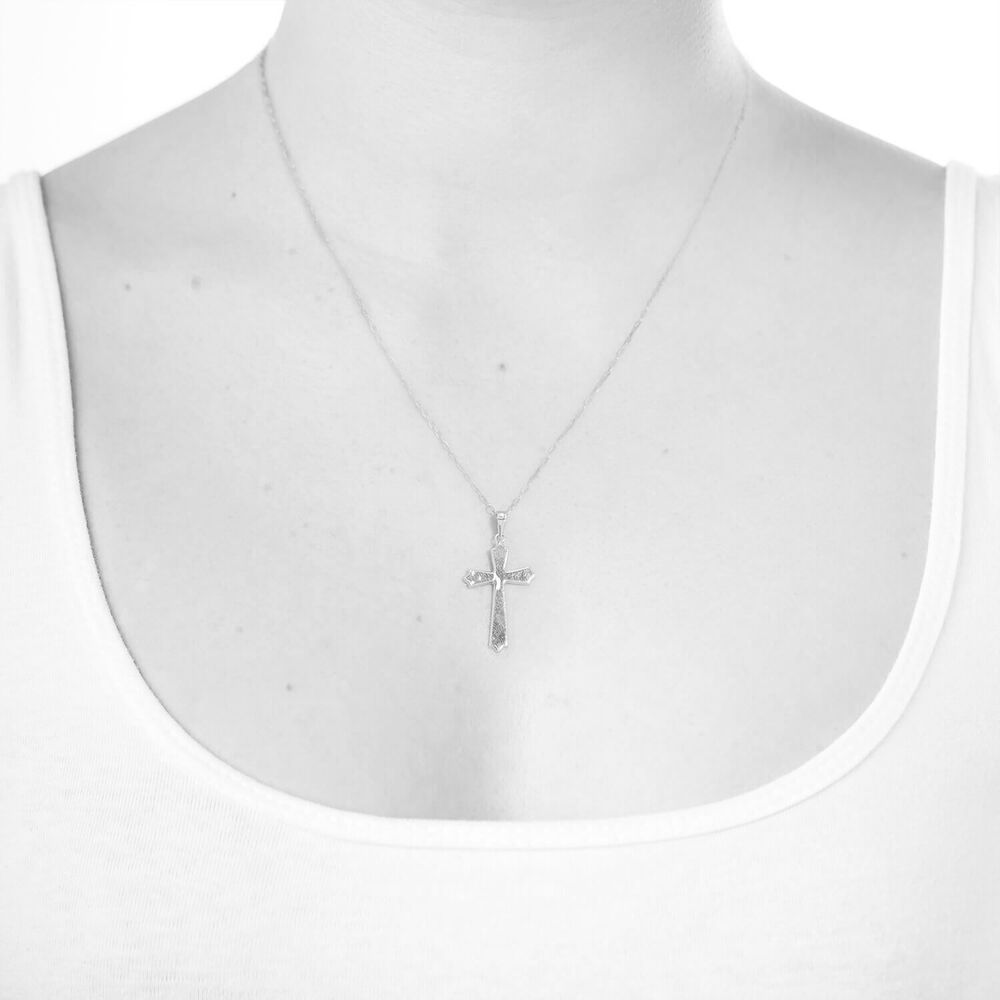 9ct Yellow Gold Polished Cross Ladies Pendant (Chain Included) image number 2