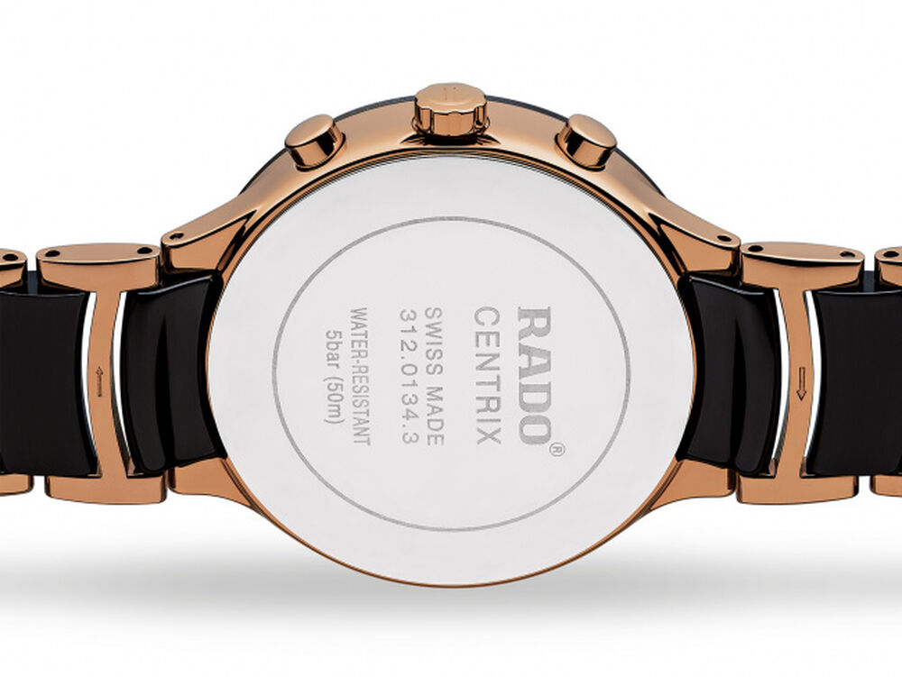 Rado Xl Centrix Rose Black Chronograph Rose Black Ceramic Bracelet Watch image number 2