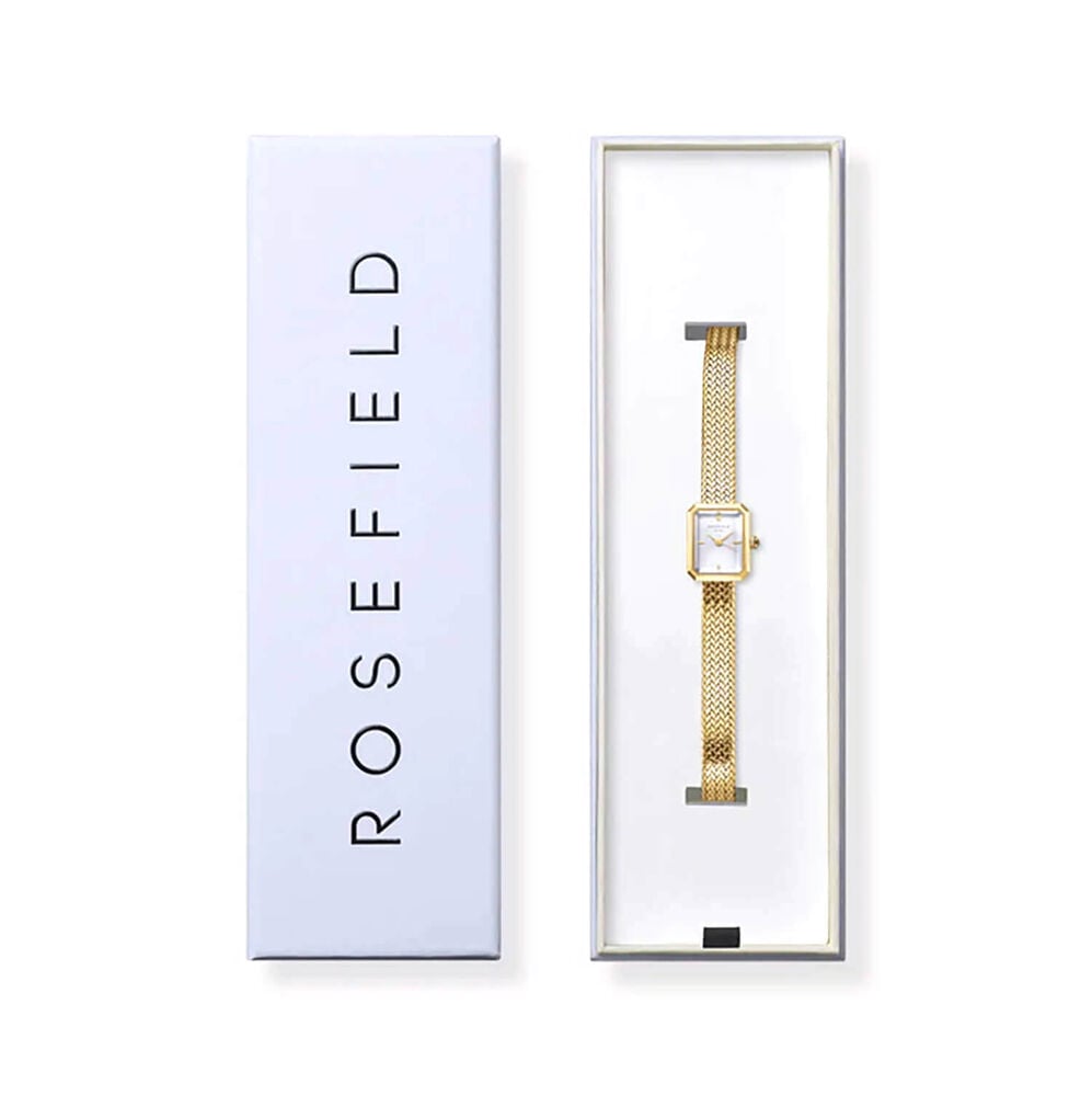 Rosefield Mini 15x18.5mm White Dial Yellow Gold Tone Steel Bracelet Watch