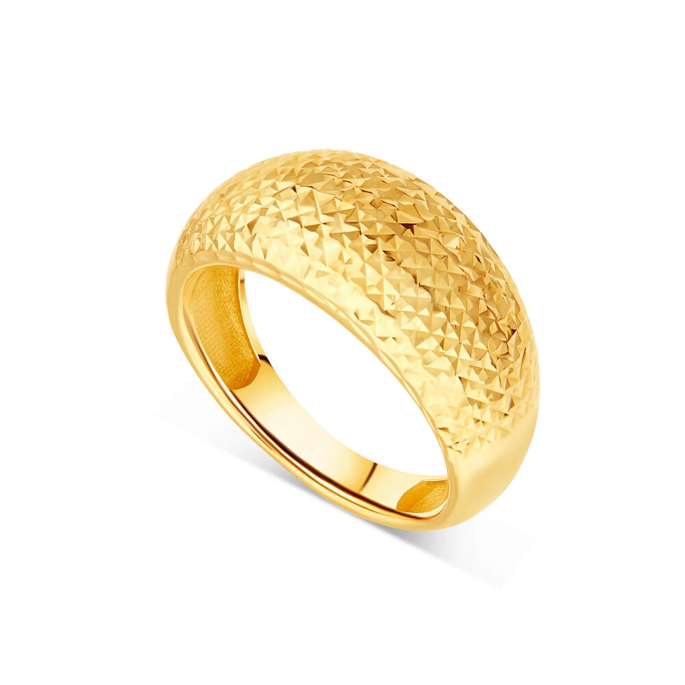 9ct Yellow Gold Diamond Cut Domed Band Ring
