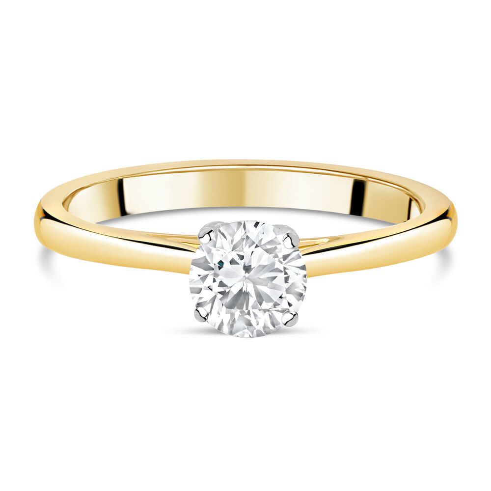 18ct Yellow Gold 0.75ct Round Diamond Tulip Setting Ring image number 3