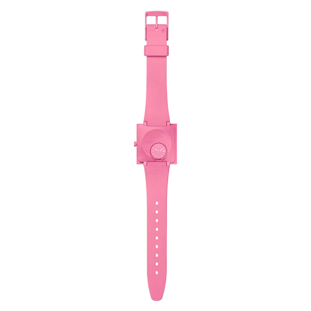Swatch Bioceramic What If...Rose? Square Dial Pink Strap Watch image number 3