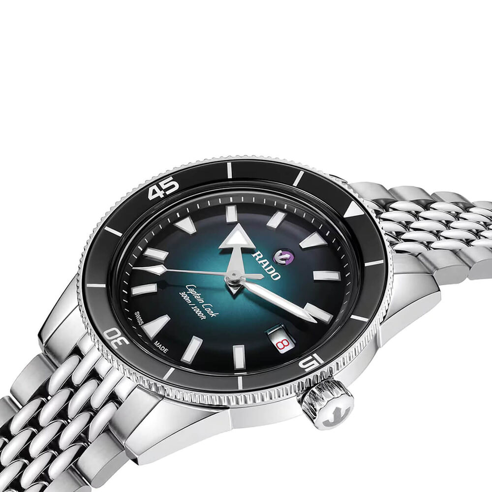 Rado Captain Cook Automatic 39mm Gradient Turqoise Dial Steel Bracelet Watch image number 1