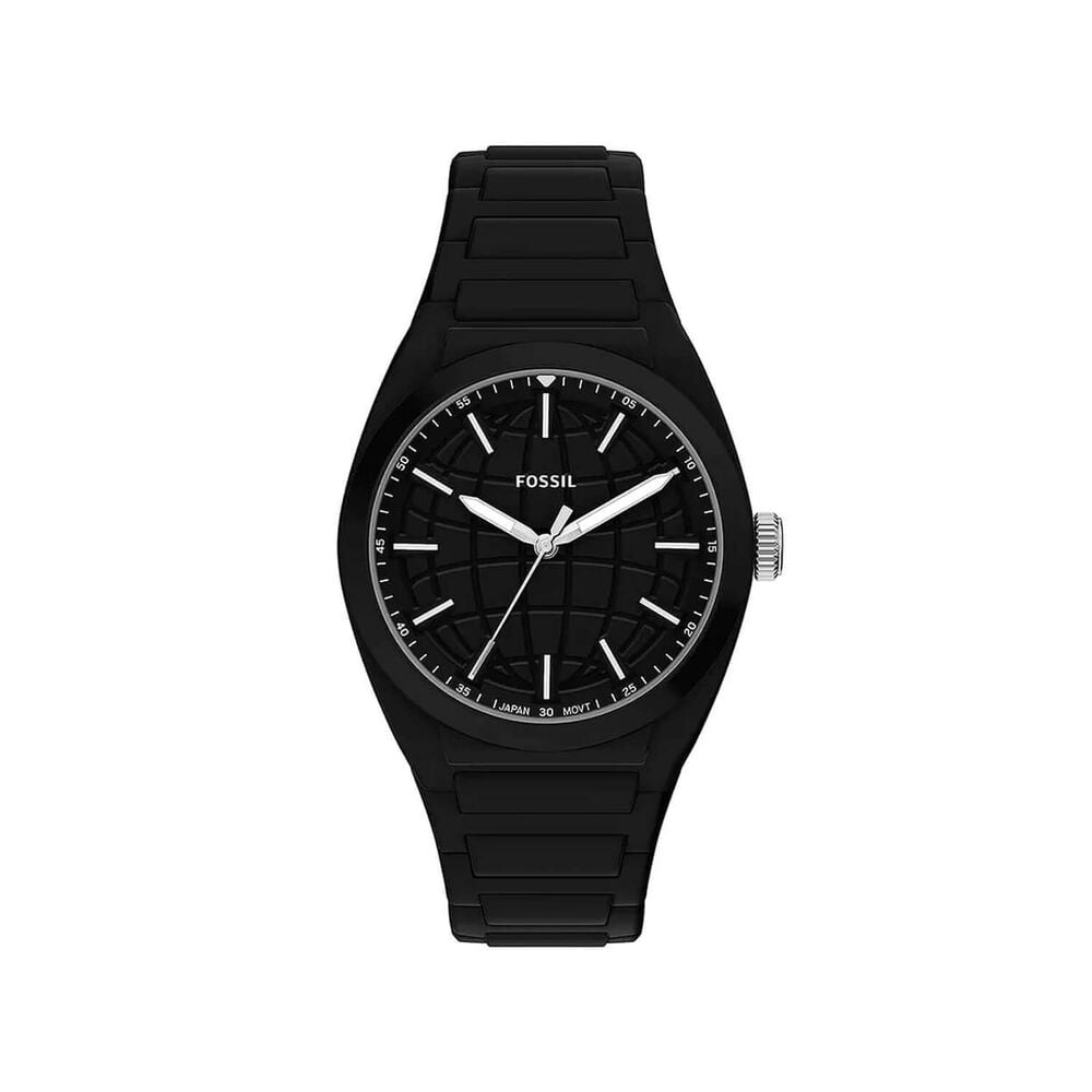 Fossil Everett 42mm Black Dial & Silicone Strap Watch