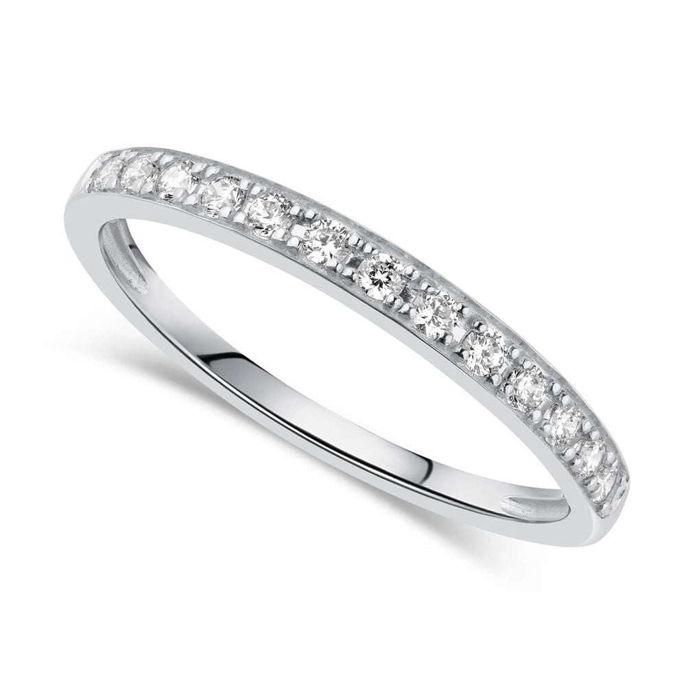 9ct White Gold Pavé Set Cubic Zirconia Eternity Ring image number 0