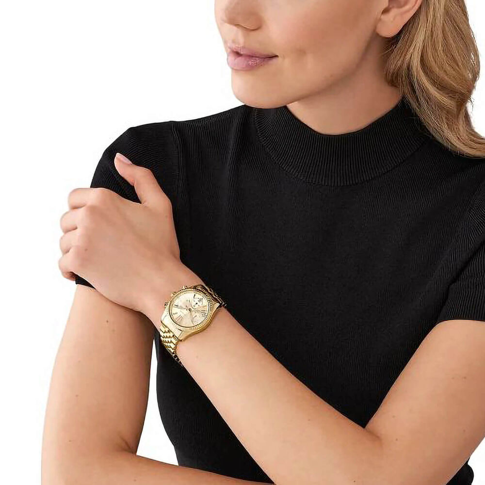 Michael Kors Lexington 38mm Chronograph Yellow Gold PVD Case Watch image number 3