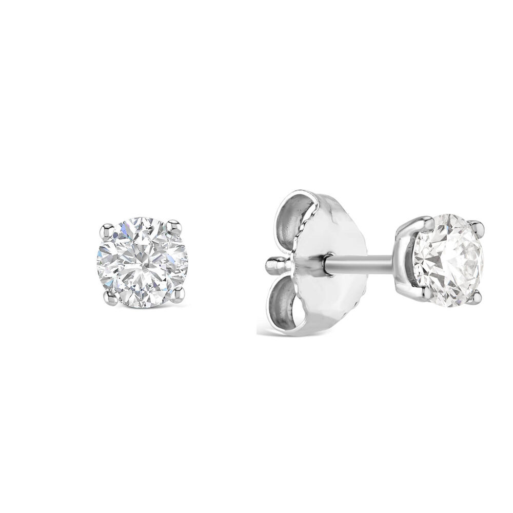 9ct White Gold Diamond Stud Earrings. image number 1