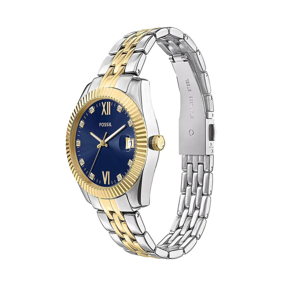Fossil Scarlette 32mm Blue Dial Two Tone Stainless Steel Bracelet Watch image number 1