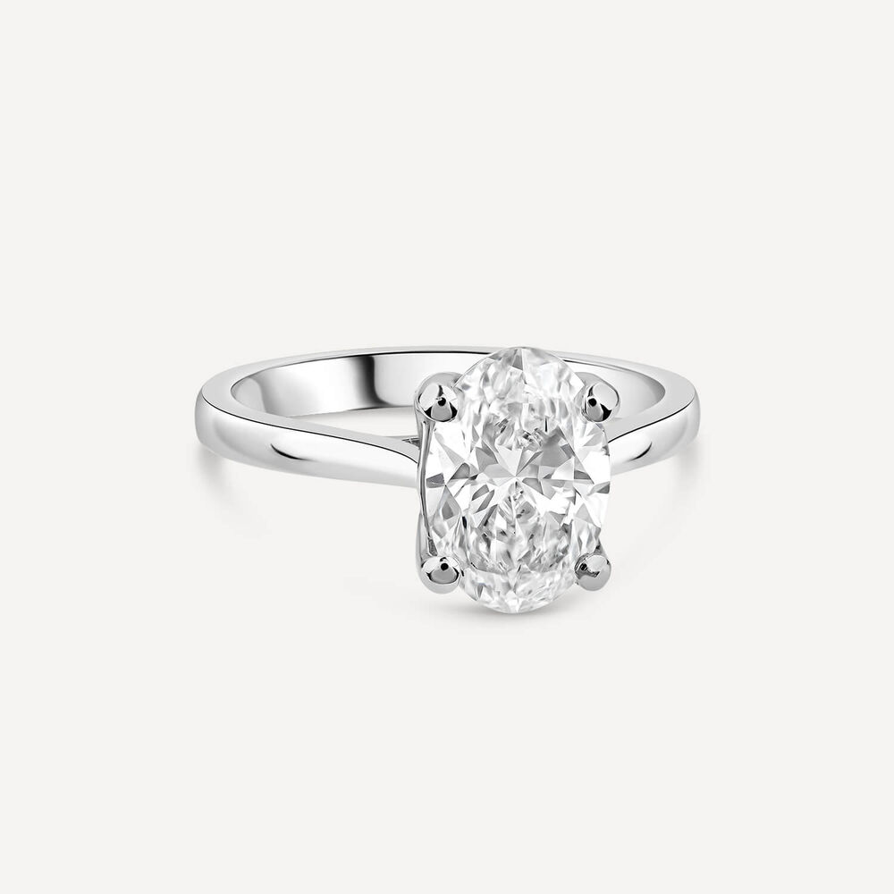 Born Platinum Lab Grown 2ct Solitaire Oval Diamond Ring image number 2