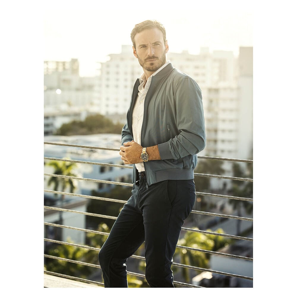 Certina DS Action Diver 38mm Dial Green Bezel Yellow Gold & Steel Bracelet Watch image number 8