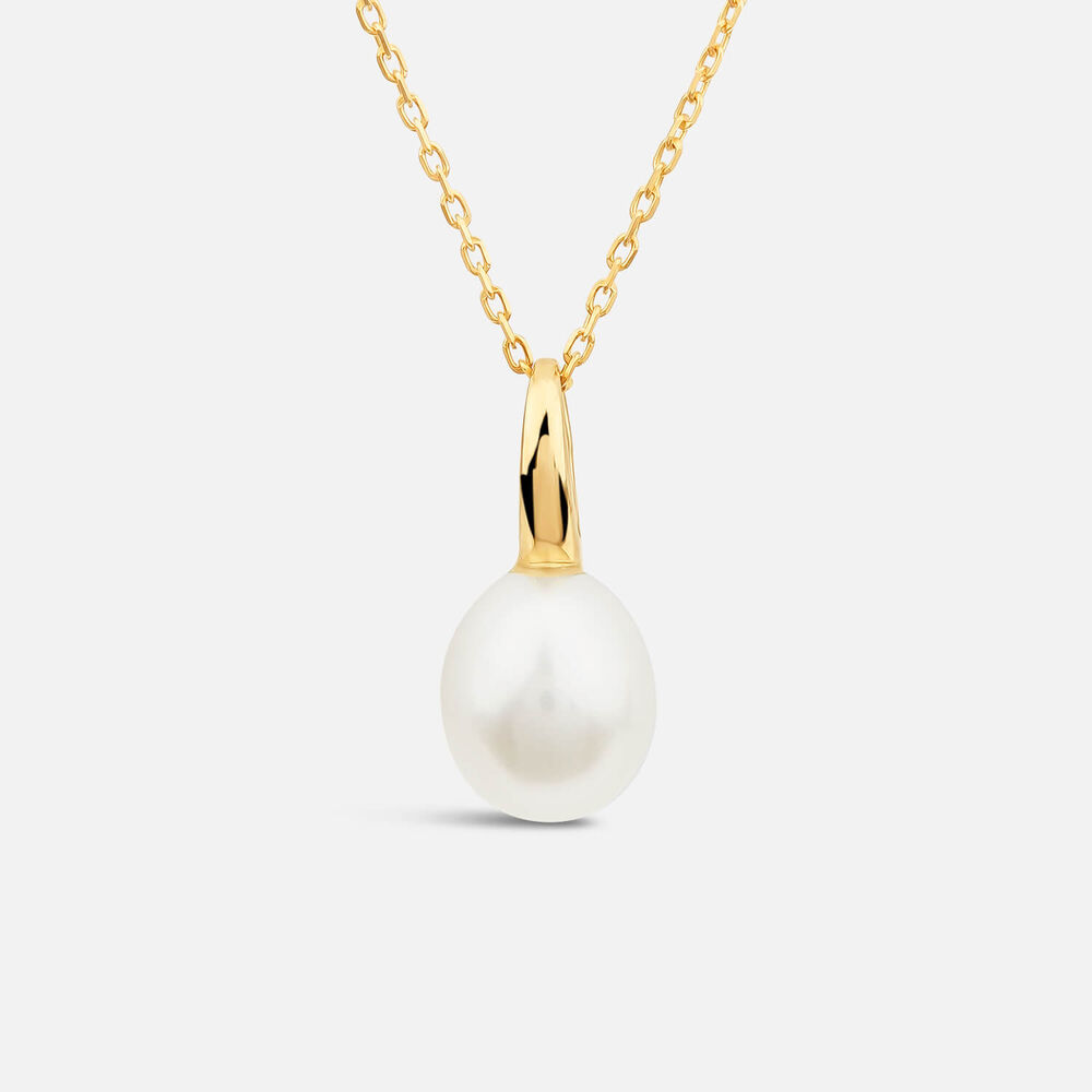 9ct Yellow Gold Polished Pearl Pendant (Chain Included)