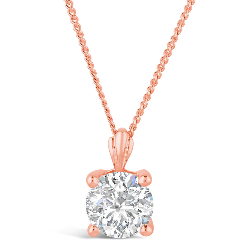 9ct Rose Gold 5mm Four Claw Cubic Zirconia Set Pendant (Chain Included)