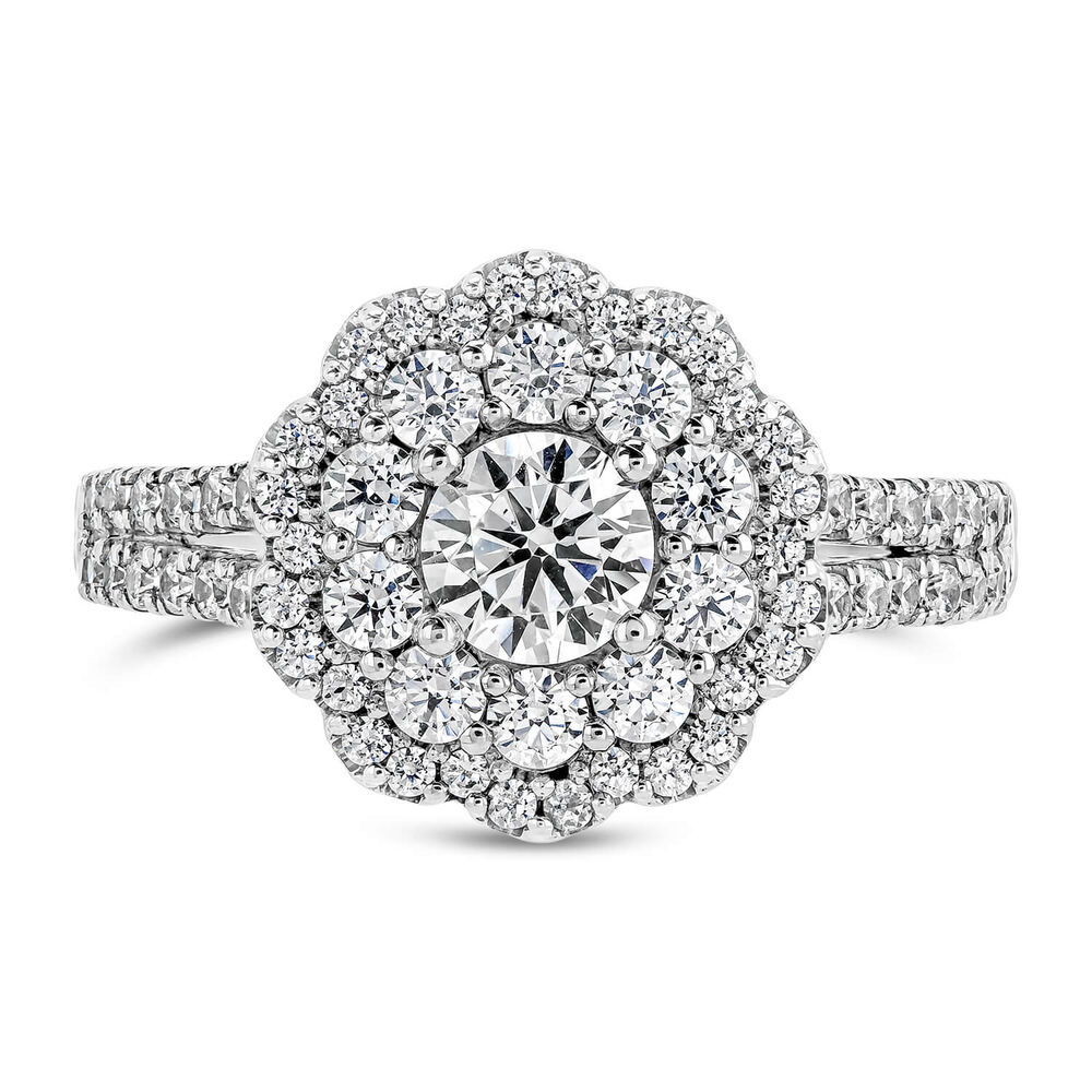 Northern Star 1.50ct Flower Cluster Split Shoulders 18ct White Gold Ring