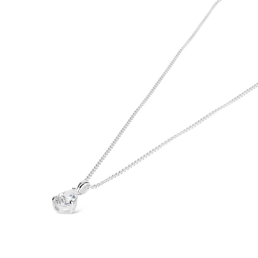 Silver cubic zirconia teardrop pendant (Chain Included)