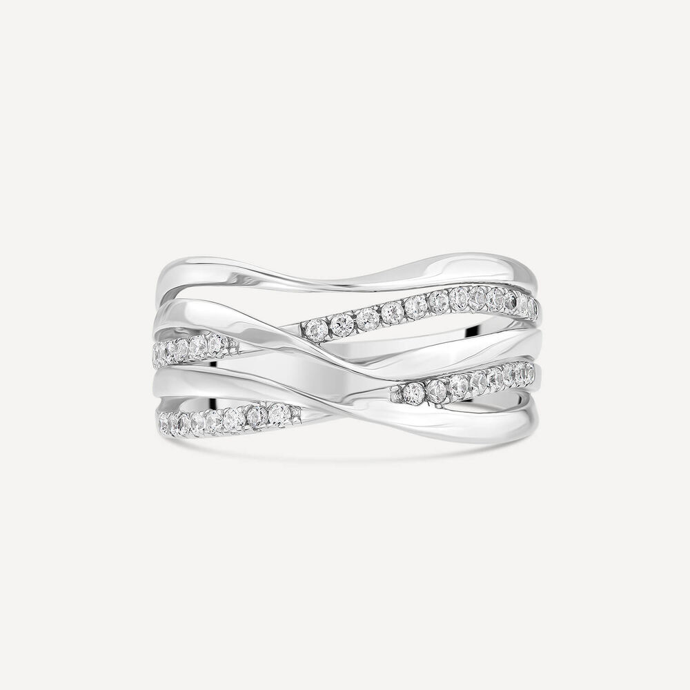 Sterling Silver 5 Strand Cubic Zirconia Set Band Ring