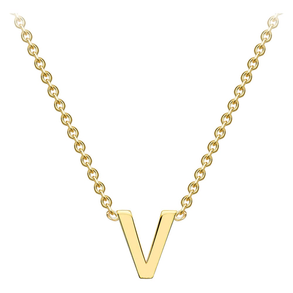 9 Carat Yellow Gold Petite Initial V Necklet (Special Order)