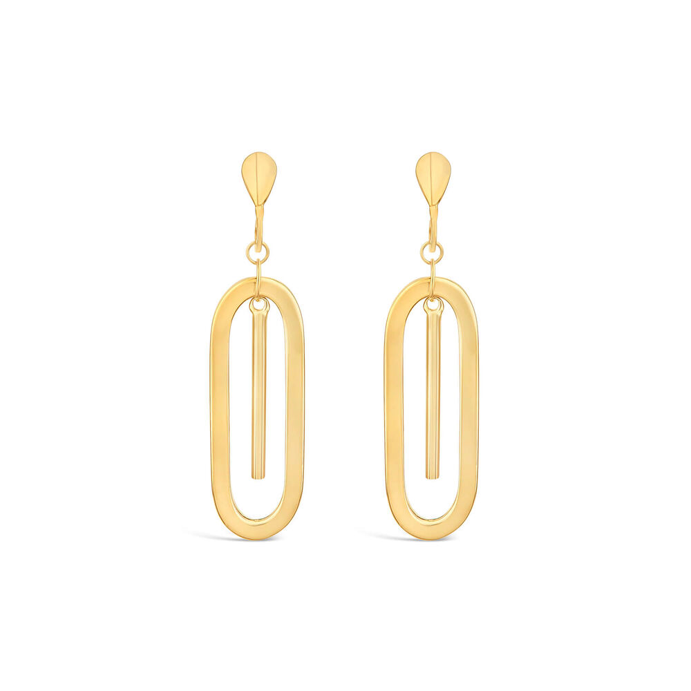 9ct Yellow Gold with Bar Centre Drop Earrings image number 0