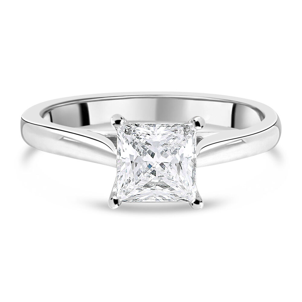 Platinum 1.00ct Princess Diamond Orchid Setting Ring image number 4