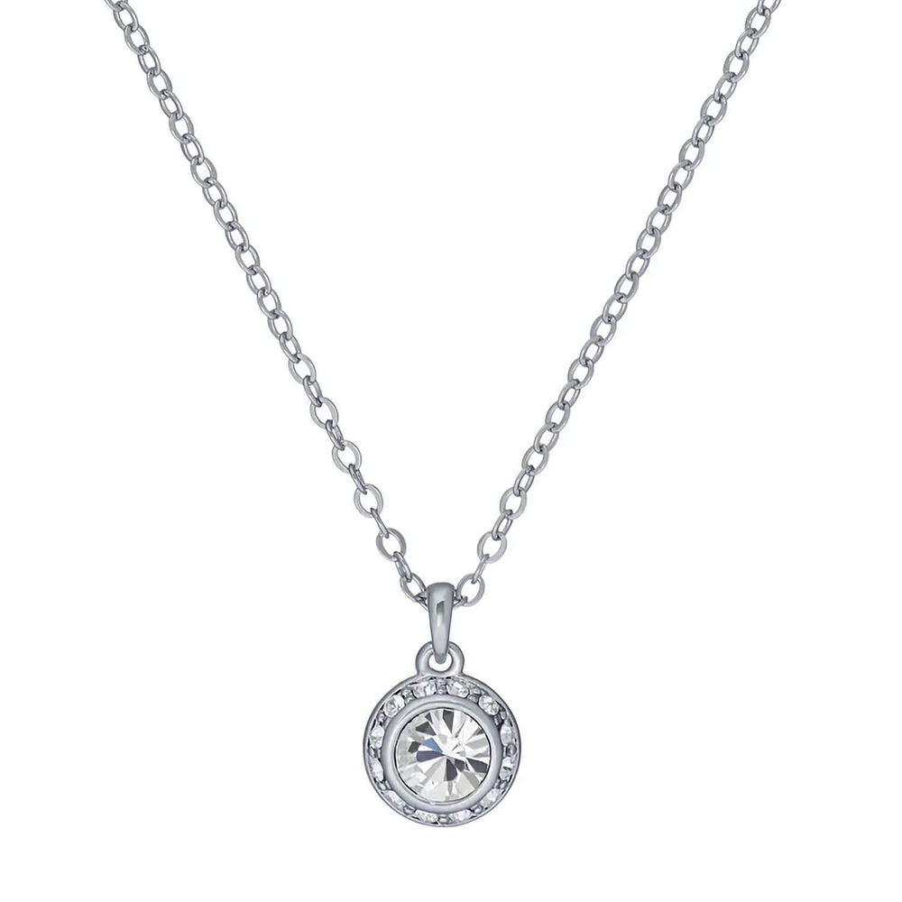 Ted Baker Soltell Silver Plated Solitaire Sparkle Crystal Round Pendant Necklace