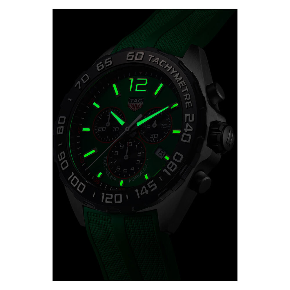 TAG Heuer Formula 1 Chronograph Quartz 43mm Green Dial Green Strap Watch image number 7