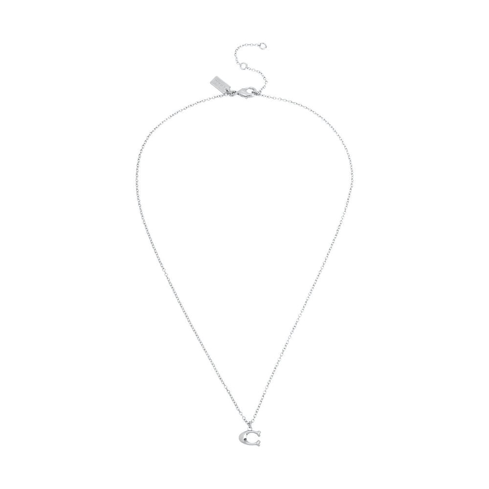 Coach Silver Tone Brass Signature C Starter Necklace