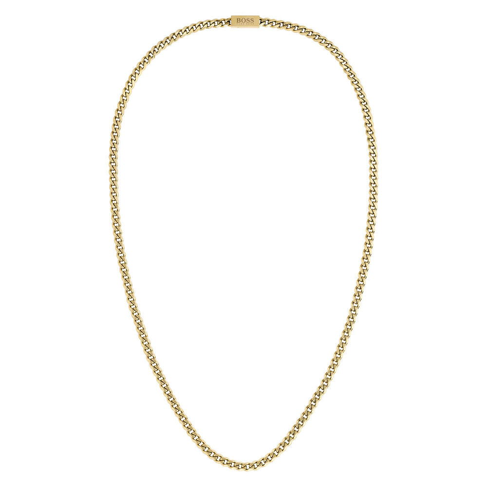 BOSS Gents Chain For Him Gold IP Necklace image number 0