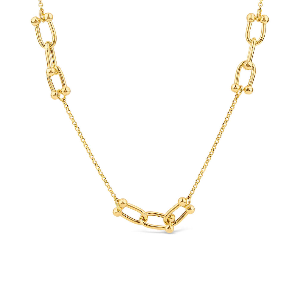 Yellow Gold Plated Sterling Silver Stationed Stirrup Chain Necklet image number 0