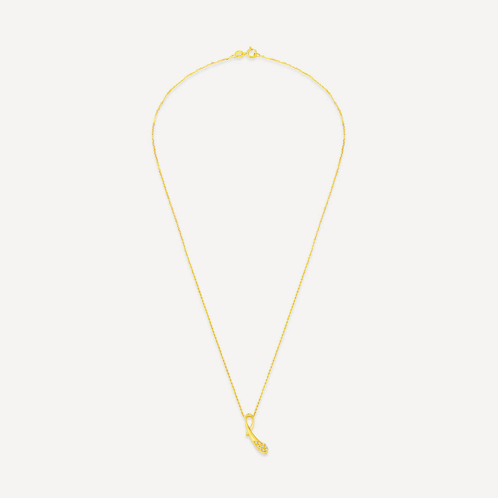 9ct Yellow Gold Cubic Zirconia Ribbon Shaped Pendant image number 2