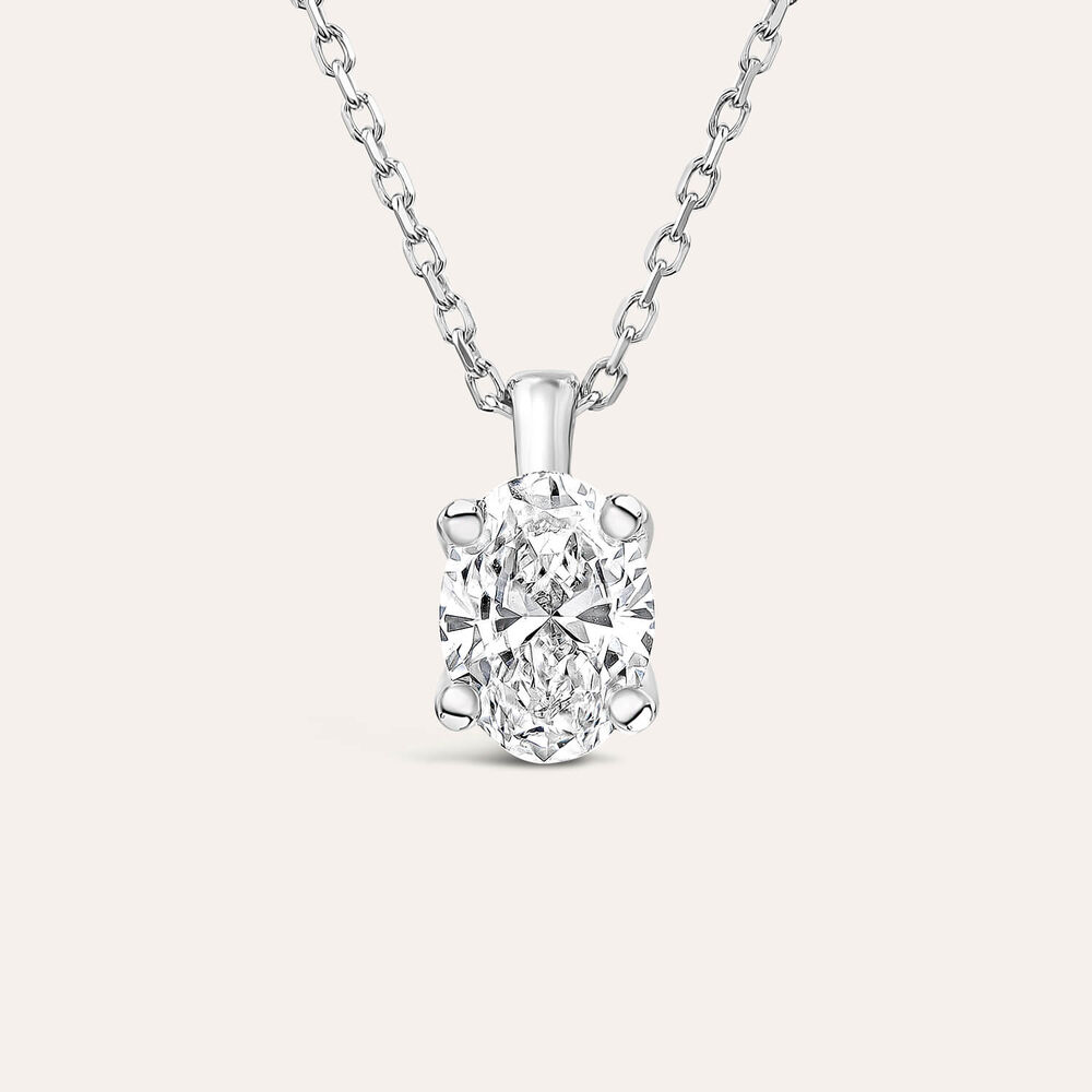 Born 9ct White Gold Lab Grown 0.50ct Diamond Oval Pendant