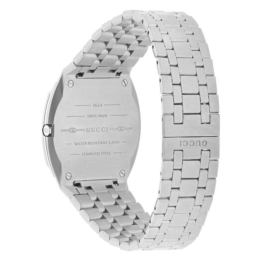 Gucci 25H 38MM Quartz Silver Dial Steel Case Bracelet Watch