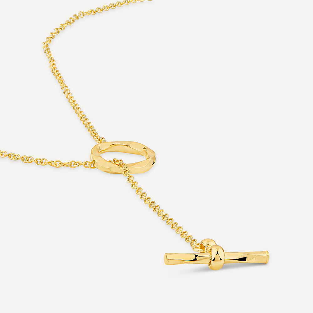 9ct Yellow Gold Diamond Cut Lariat T-Bar Necklet image number 3
