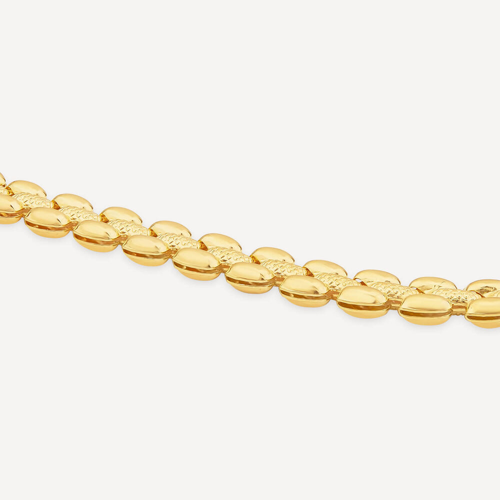 Yellow Gold Plated Sterling Silver Brick Link Bracelet image number 2