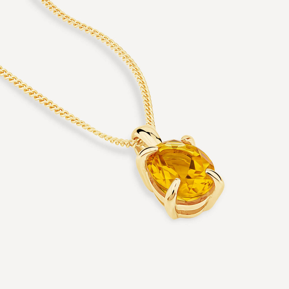 9ct Yellow Gold Oval Citrine Pendant image number 3