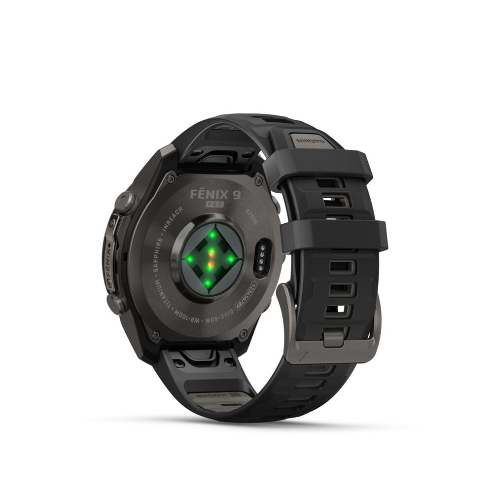 Garmin fenix 9 Pro 47mm Carbon Gray DLC Titanium Black/Pebble Grey Silicone Strap Watch