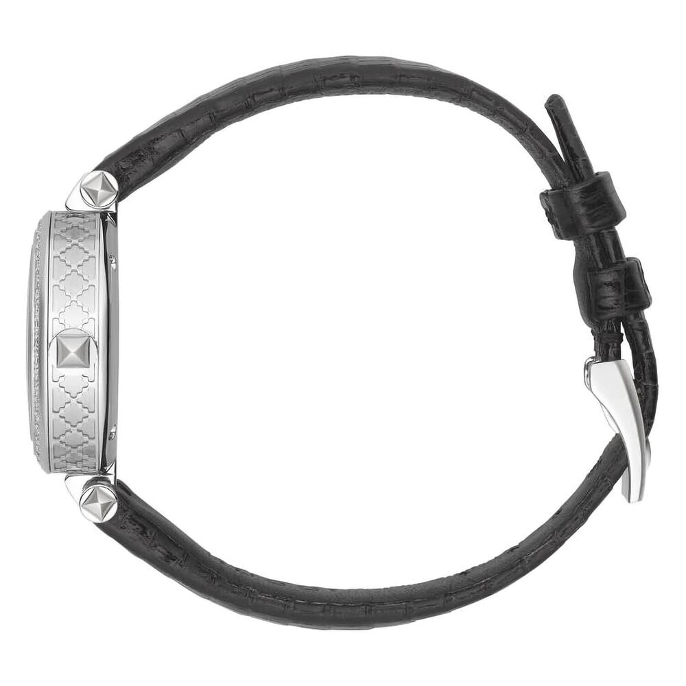 Pre-Owned Gucci Diamantissima 27mm MOP Dial Diamond Black Leather Strap Watch image number 2