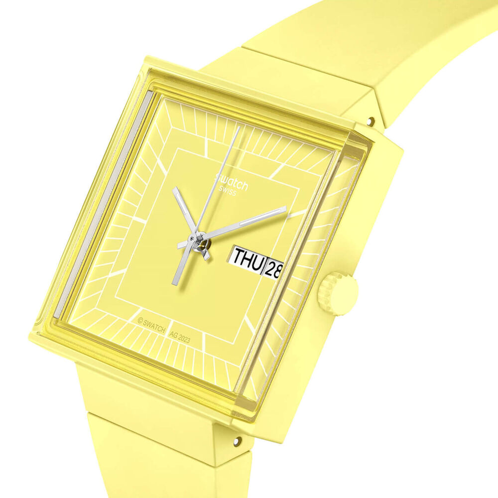 Swatch Bioceramic What If...Lemon? Square Dial Yellow Strap Watch image number 1