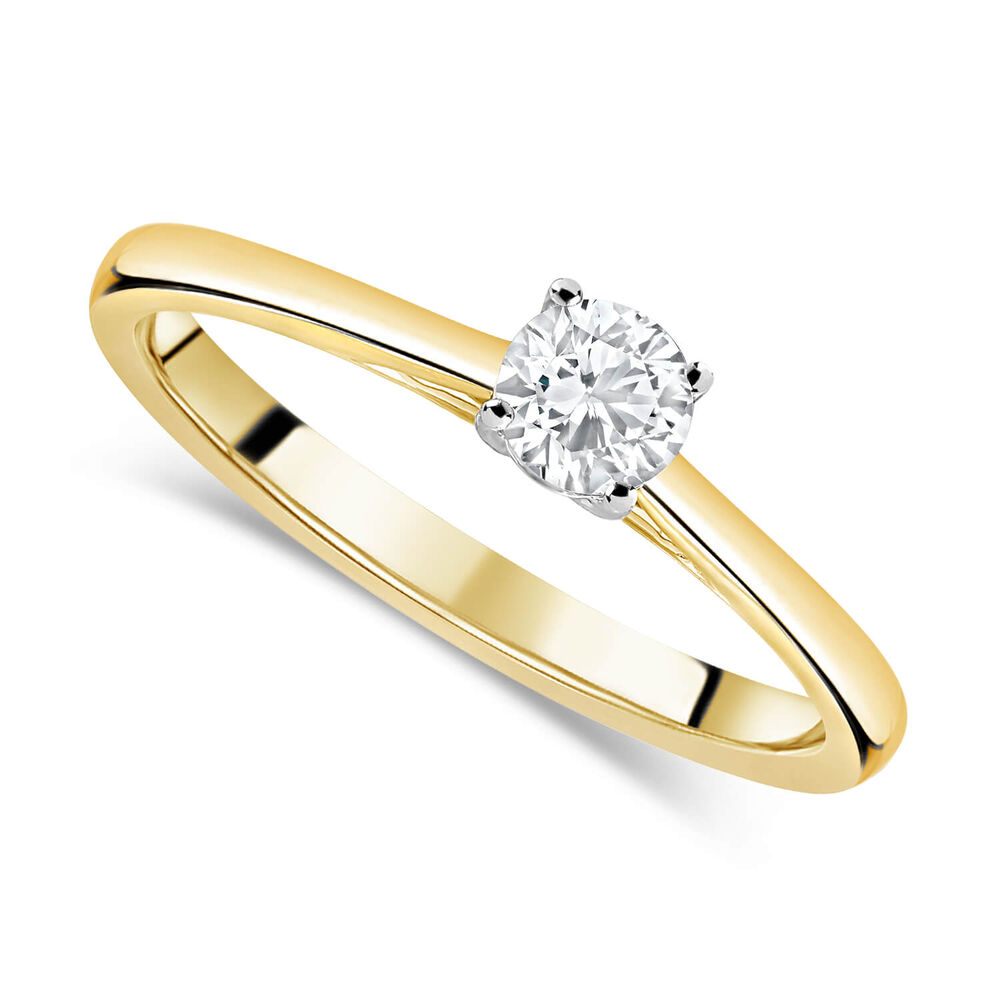 18ct Yellow Gold 0.25ct Round Diamond Tulip Setting Ring image number 0