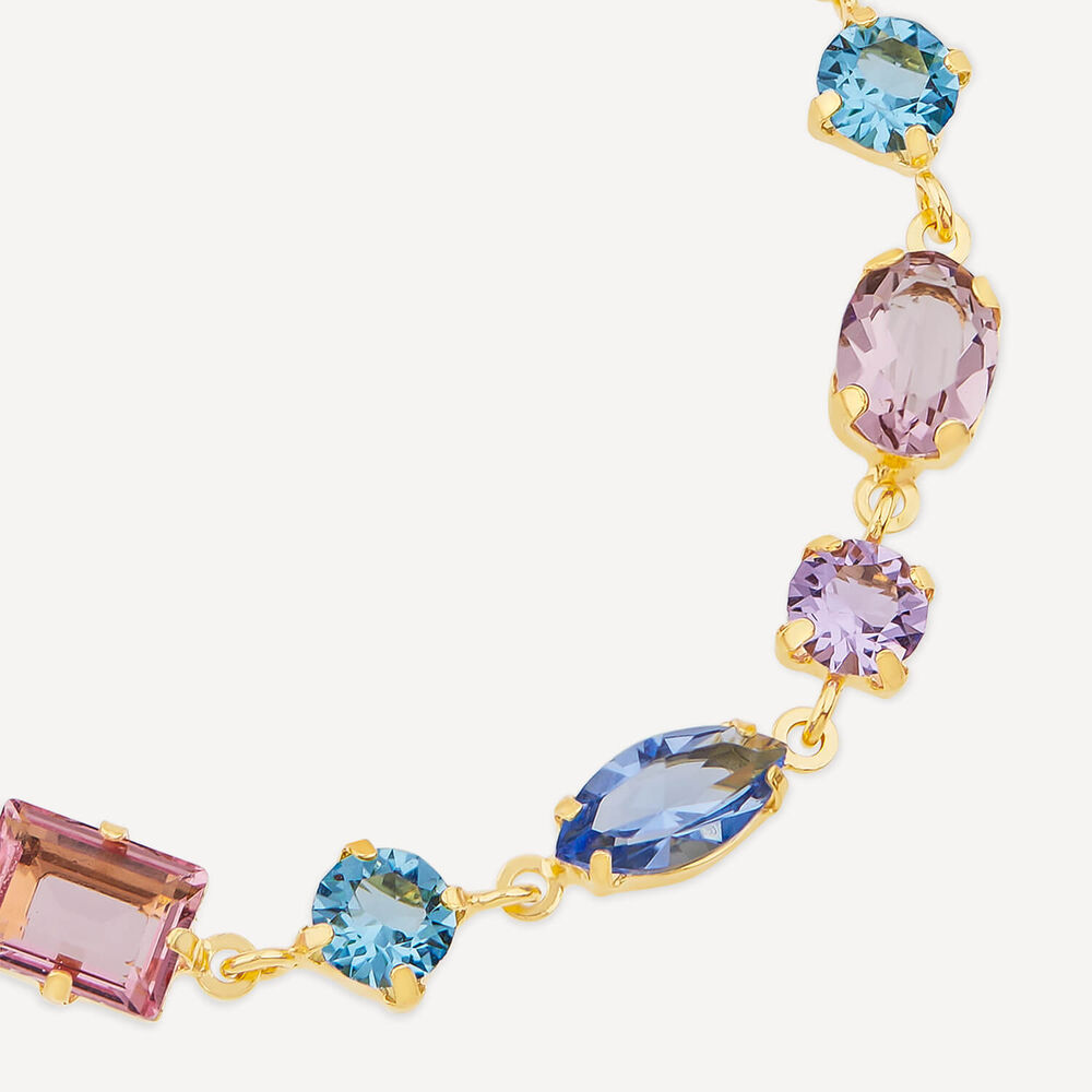 Yellow Gold Plated Sterling Silver Blue & Purple & Pink Multi Shaped Stones Bracelet image number 1