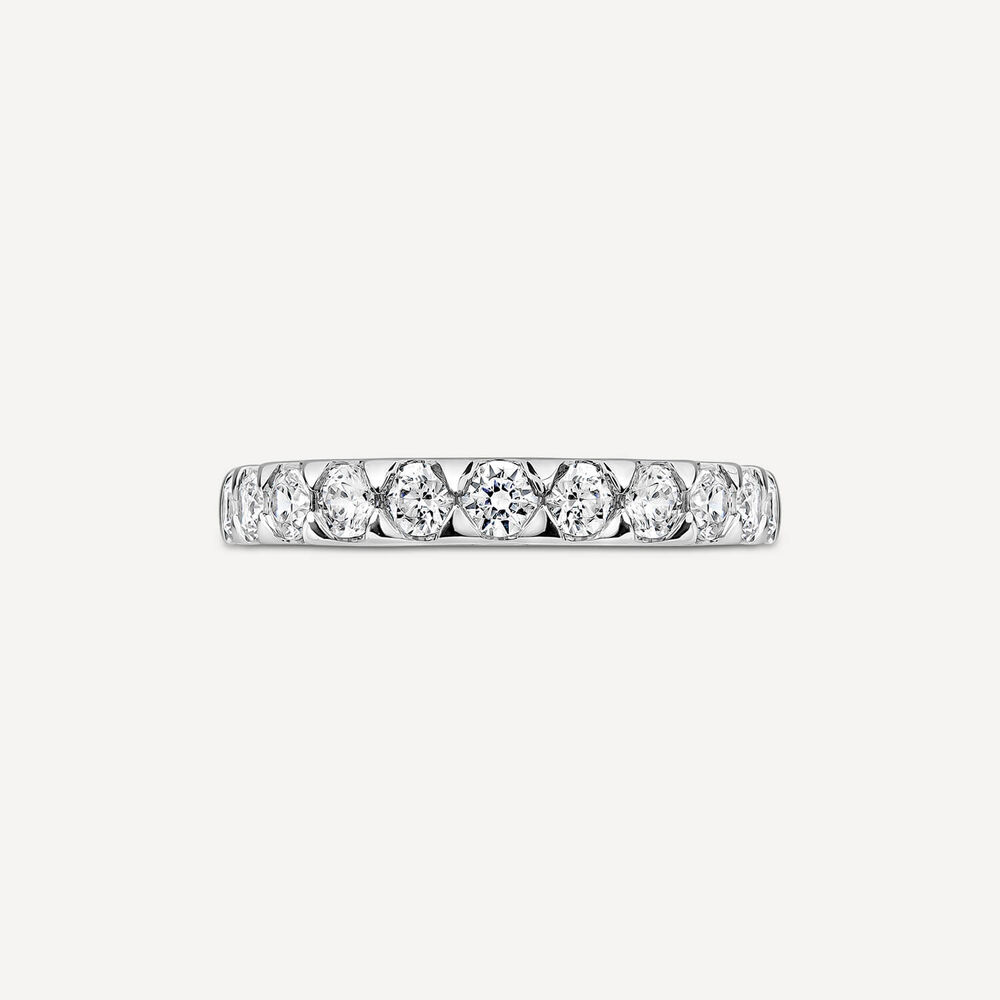 Platinum 3mm 0.70ct Diamond Triangle Claw Wedding Ring