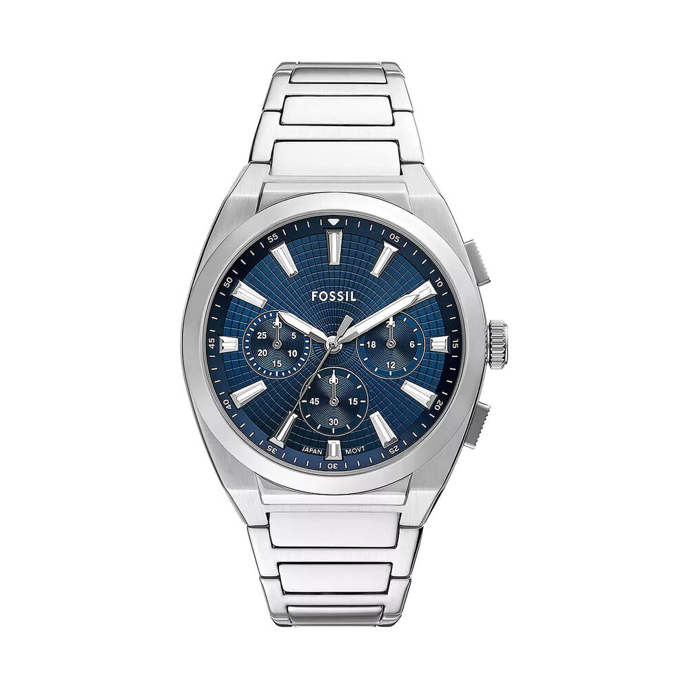 Fossil Everett Chronograph 44mm Blue Dial Stainless Steel Bracelet Watch image number 0