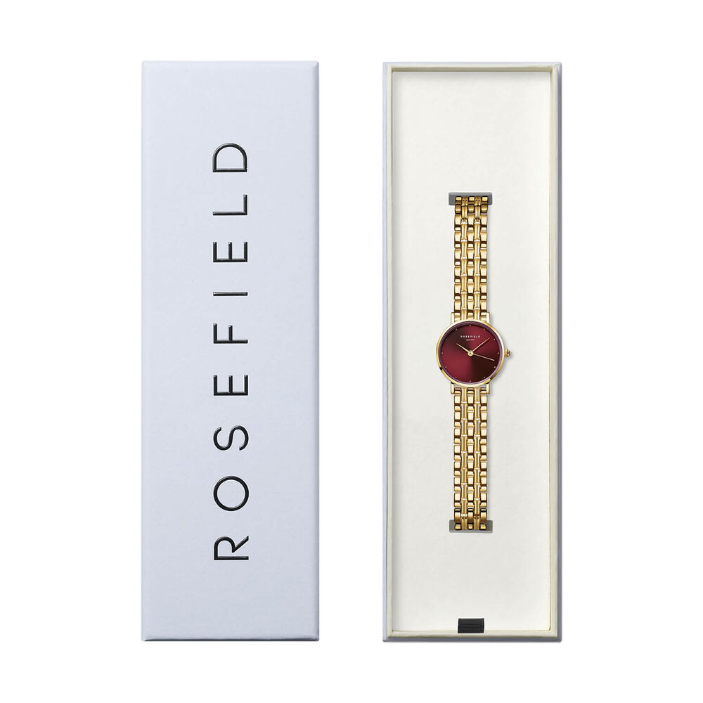 Rosefield Small Edit Burgundy 26mm Dial 23k Gold Plated Steel Bracelet Watch image number 3