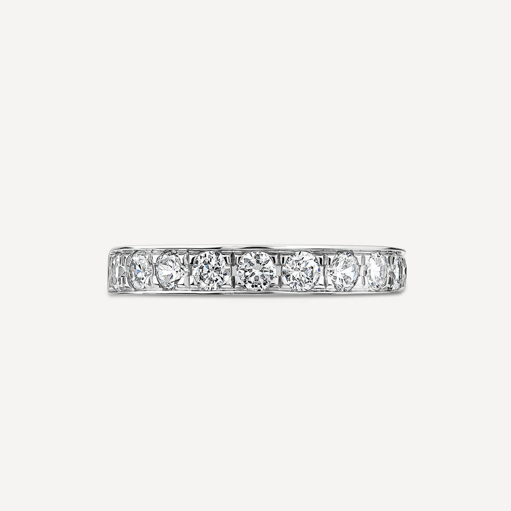 9ct White Gold 3.5mm 0.67ct Diamond Pave Set Wedding Ring image number 1