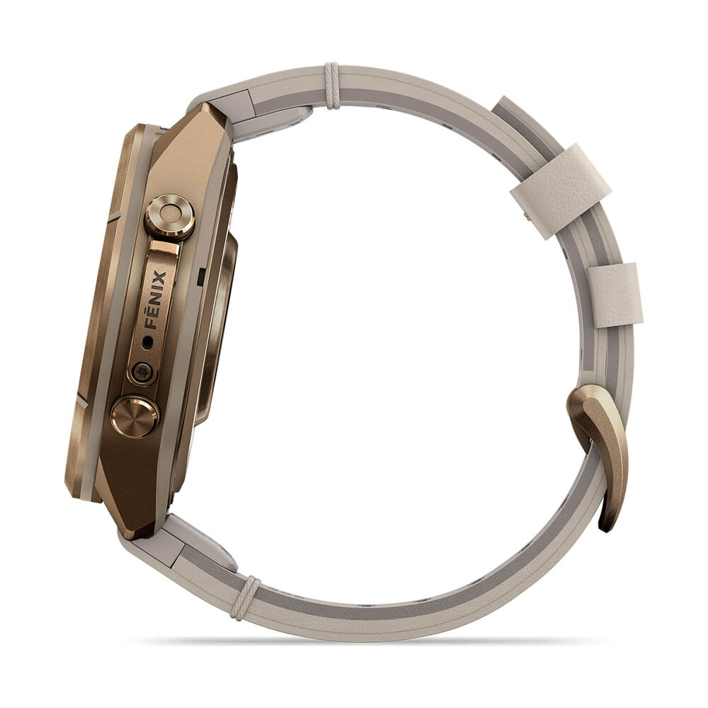 Garmin fenix 9 Pro 43mm Autumn Gold Titanium Bone Leather Strap Watch