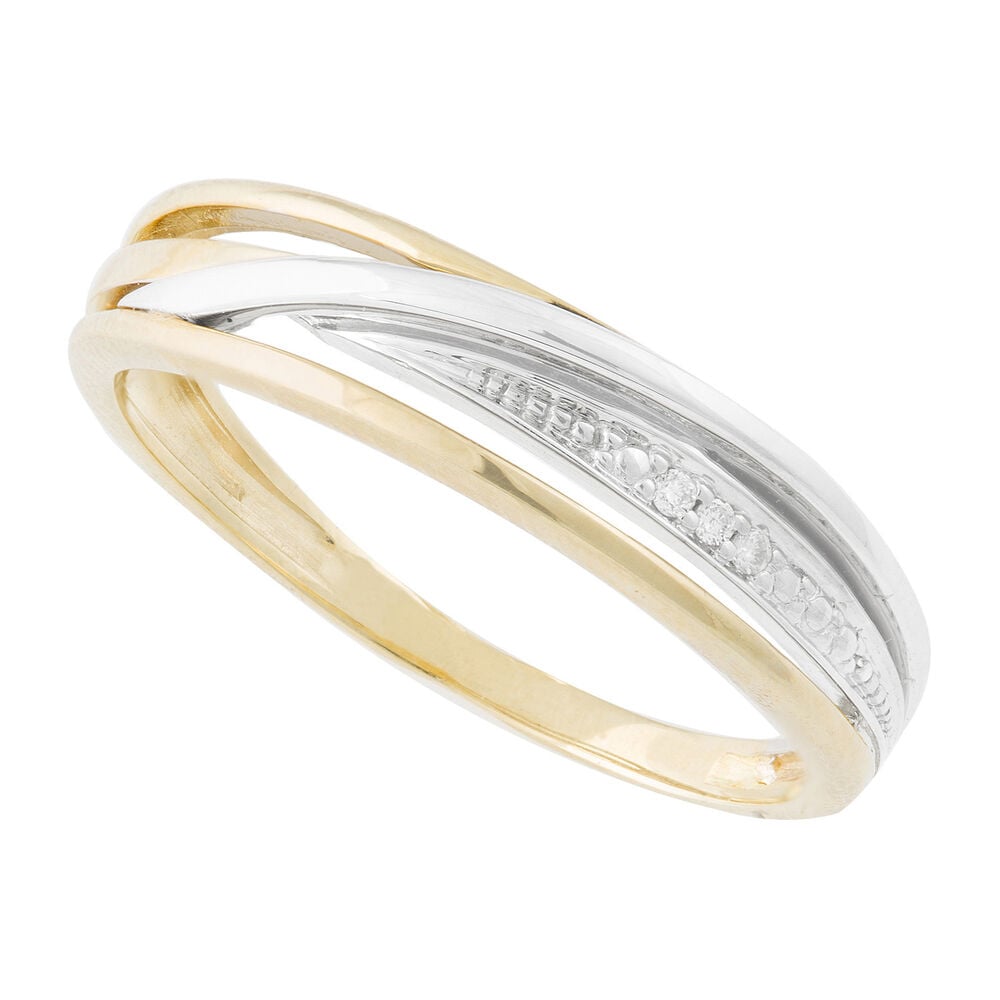 Ladies' 9ct White and Yellow Gold Diamond Dress Ring