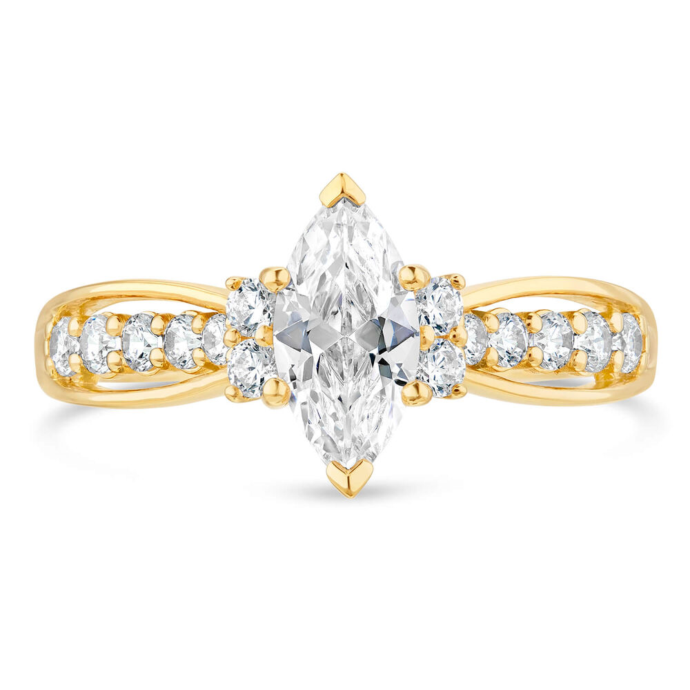 9ct Marquise Cubic Zirconia Claw Set with Side Rings