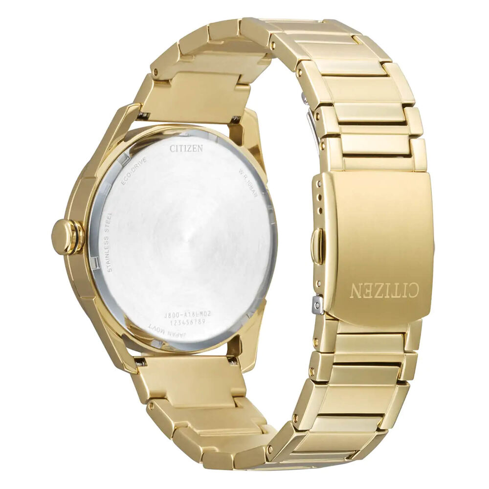Citizen 42mm Black Dial Yellow Gold Tone Stainless Steel Bracelet Watch